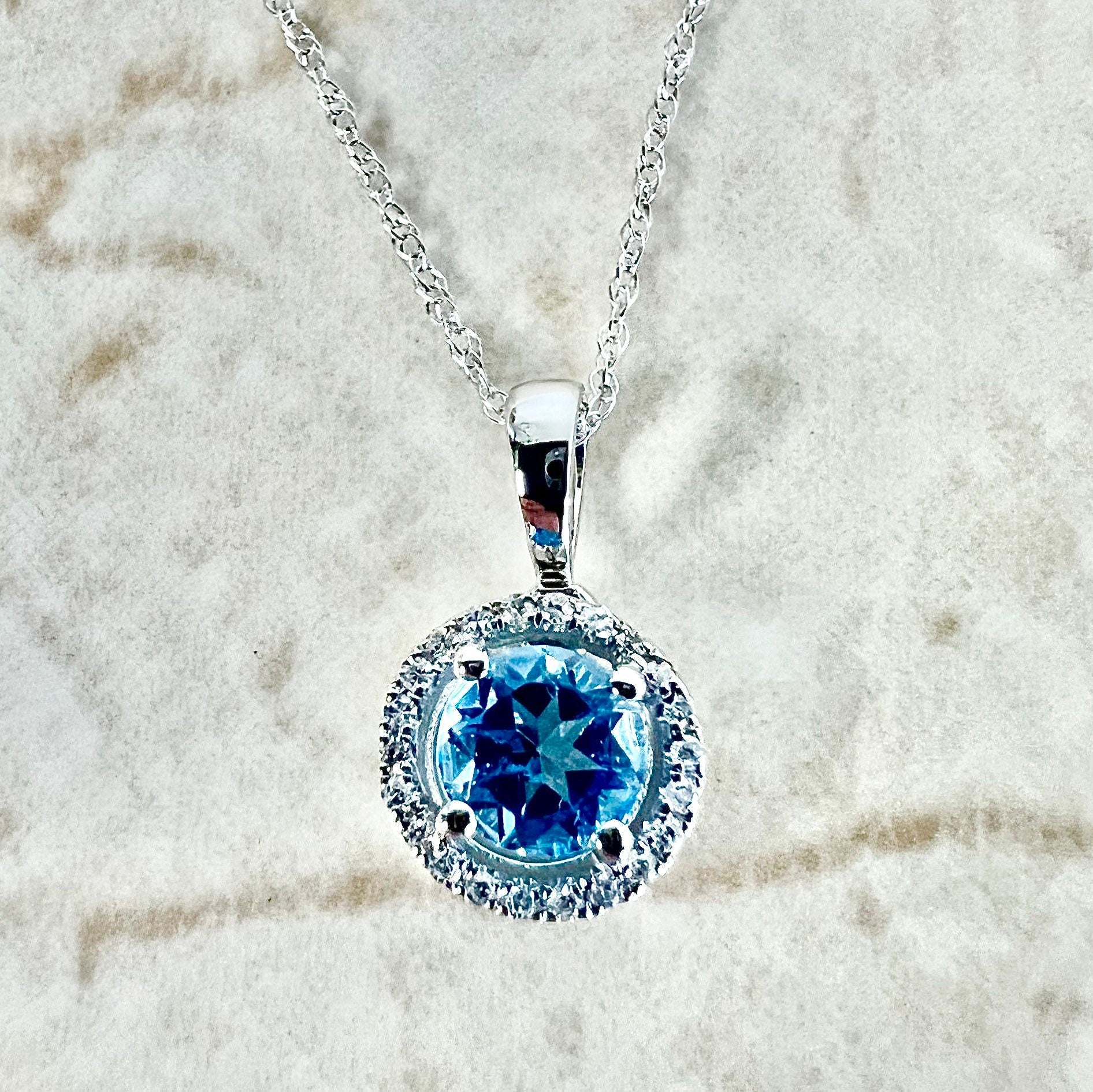 Blue Topaz Necklace Diamond Accents Sterling Silver | Kay